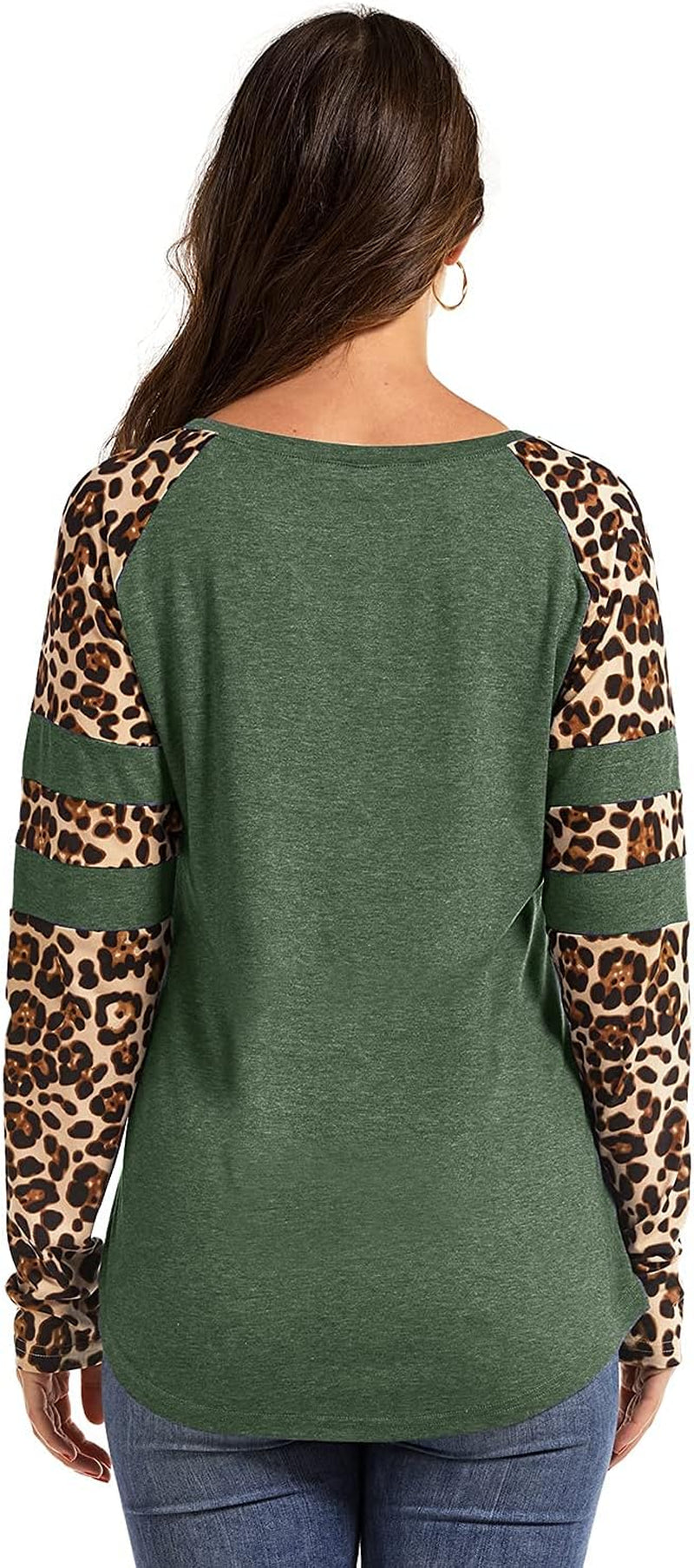 "Wild and Stylish: Women'S Leopard Print Color Block Tunic Tops - Perfect for Casual Chic!"