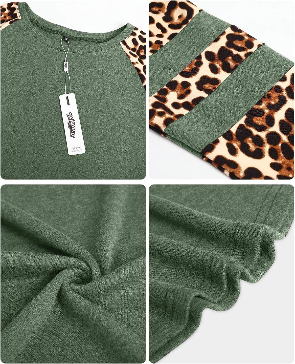 "Wild and Stylish: Women'S Leopard Print Color Block Tunic Tops - Perfect for Casual Chic!"