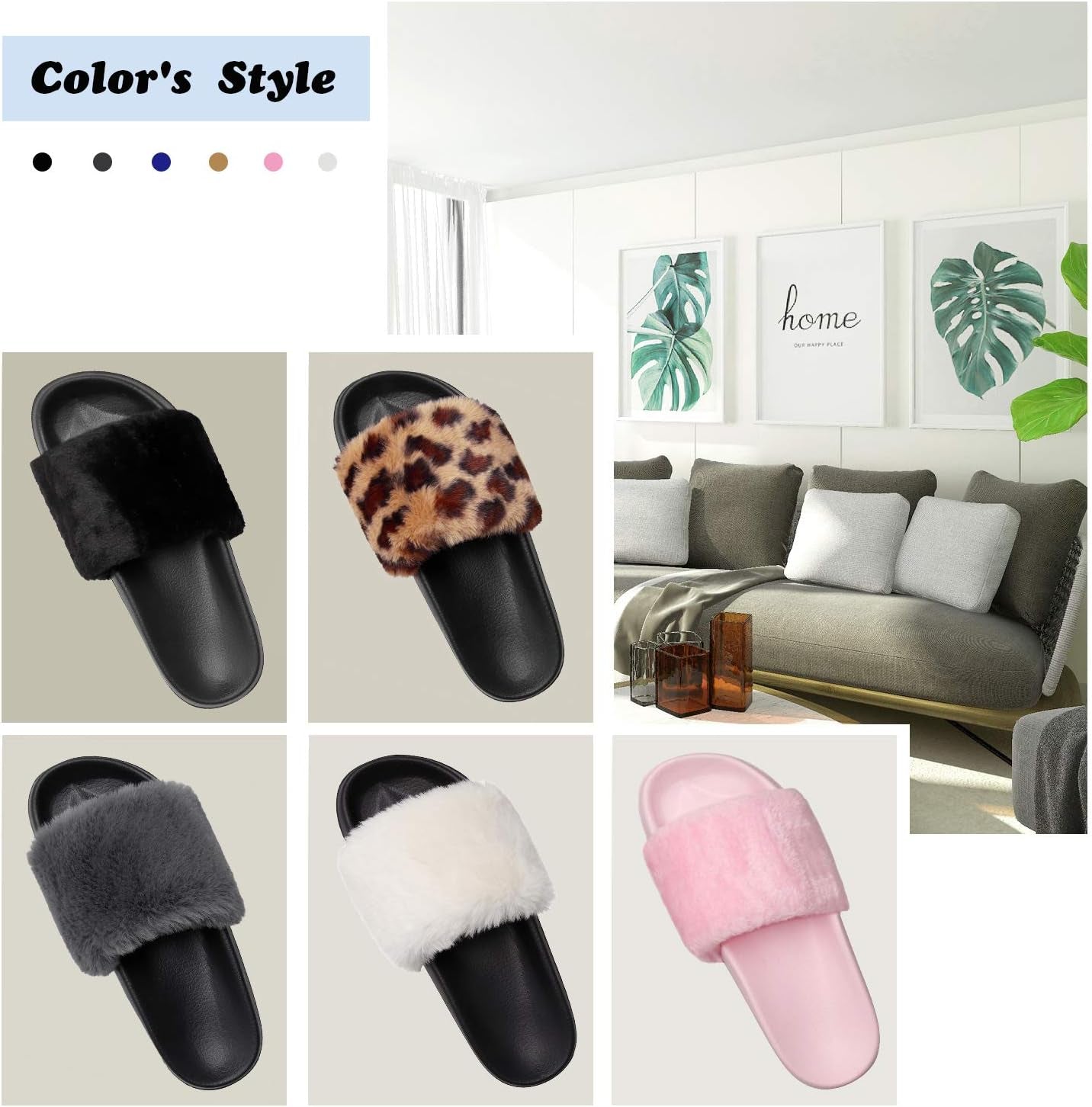 "Cozy and Chic Women'S Furry Slippers: Perfect for Indoor and Outdoor Comfort"